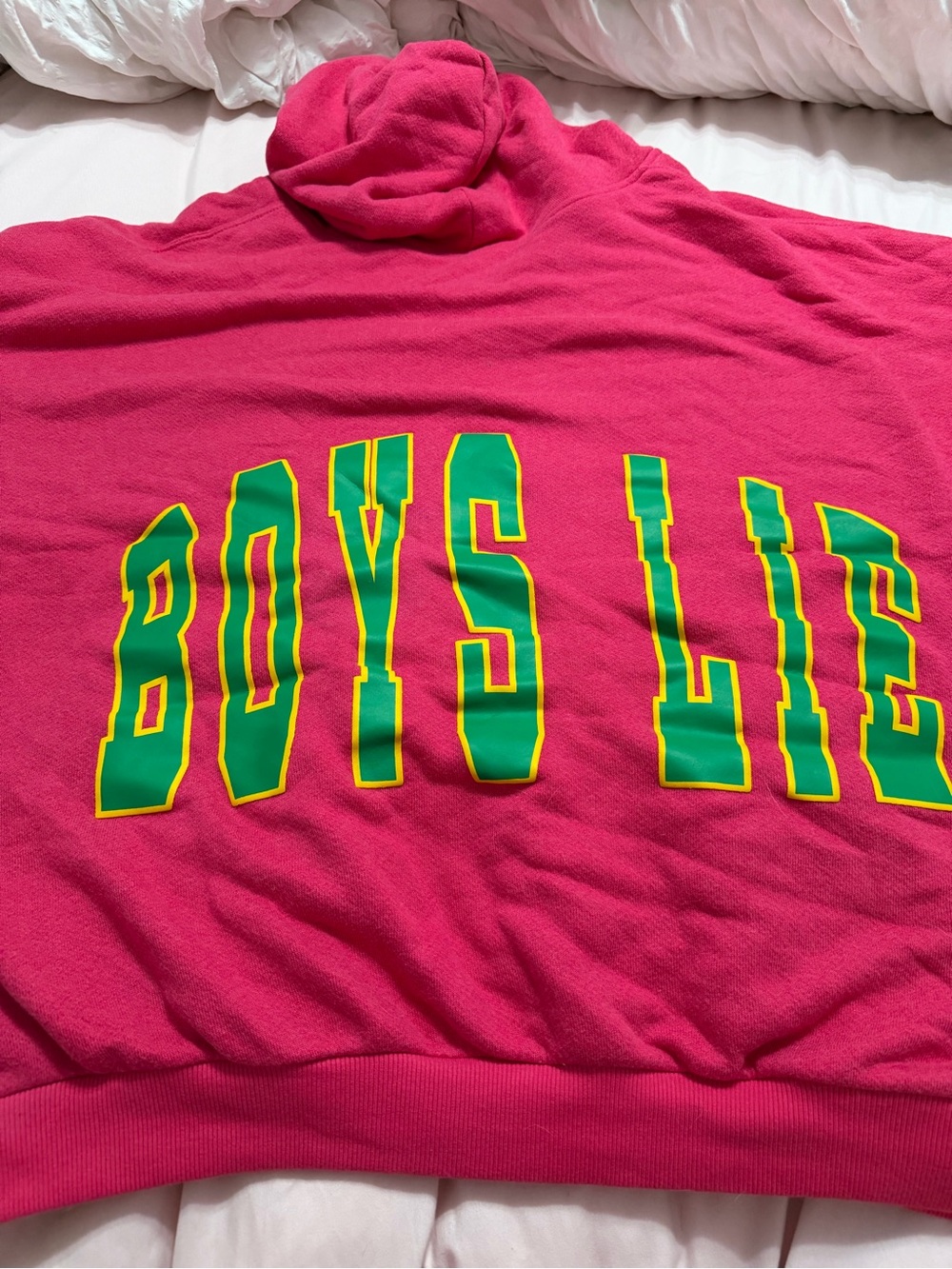 Boys Lie Hot Pink Zip-Up Hoodie with White Angel - Picture 4 of 4